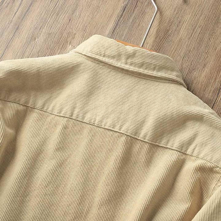 Buddha Stonesラペルコーデュロイ無地メンズ長袖コットン厚手ジャケットポケット付き - image 9