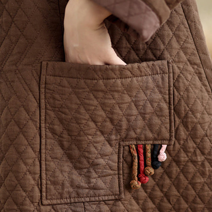 Buddha Stonesダイヤモンド柄ミドル丈レディースコットンコート（ポケット付き） - image 19