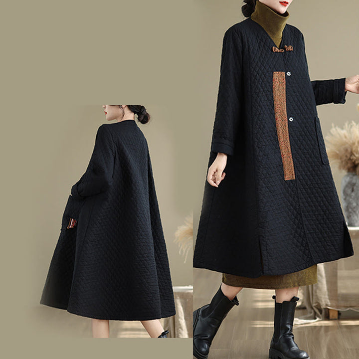 Buddha Stonesダイヤモンド柄ミドル丈レディースコットンコート（ポケット付き） - image 7