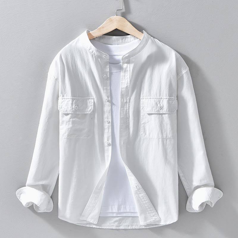 Buddha Stonesクルーネック 無地 メンズ 長袖 コットン 厚手 ジャケット ポケット付き - 白 - US/UK/AU42、 EU52 (3XL) - image 19