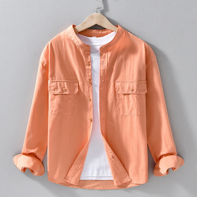 Buddha Stonesクルーネック 無地 メンズ 長袖 コットン 厚手 ジャケット ポケット付き - コーラル - US/UK/AU42、 EU52 (3XL) - image 15