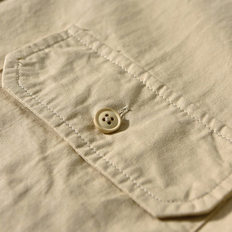 Buddha Stonesクルーネック 無地 メンズ 長袖 コットン 厚手 ジャケット ポケット付き - image 2