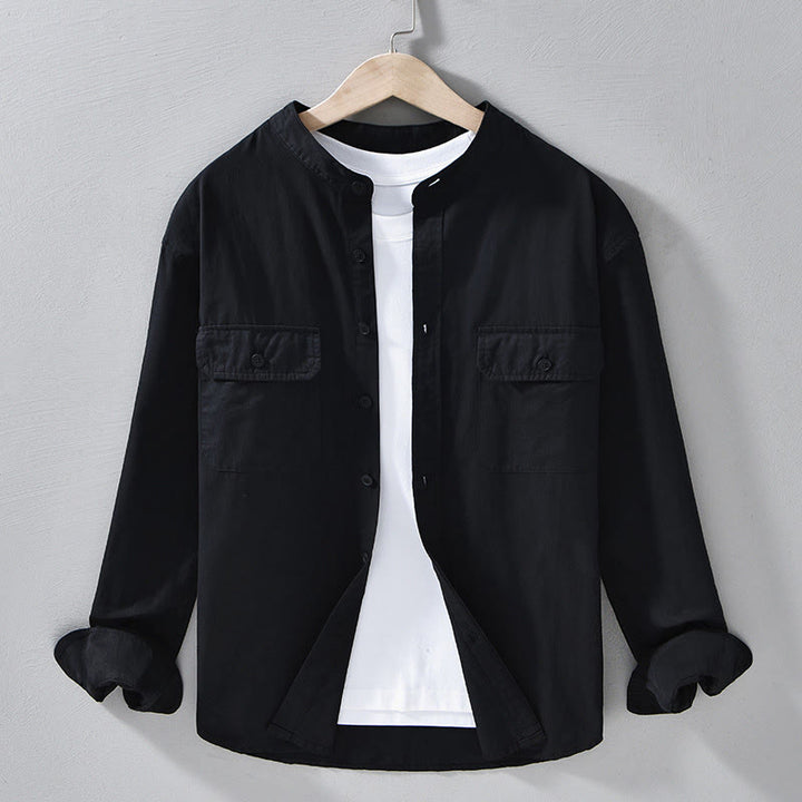 Buddha Stonesクルーネック 無地 メンズ 長袖 コットン 厚手 ジャケット ポケット付き - 黒 - US/UK/AU42、 EU52 (3XL) - image 20