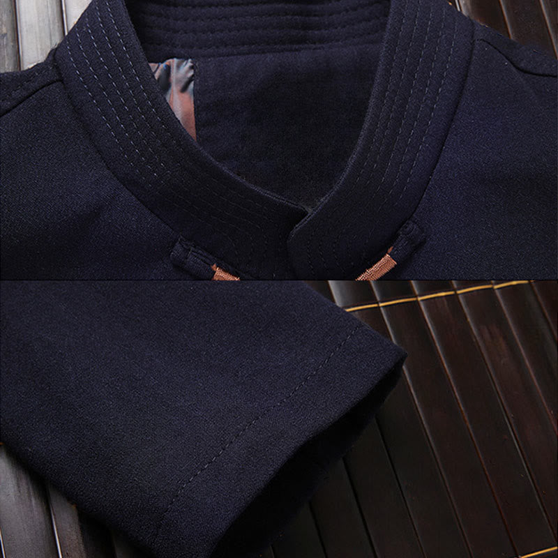 Buddha Stonesと福の文字刺繍入り唐装蛙ボタンメンズ長袖ジャケットシャツパンツ - image 1
