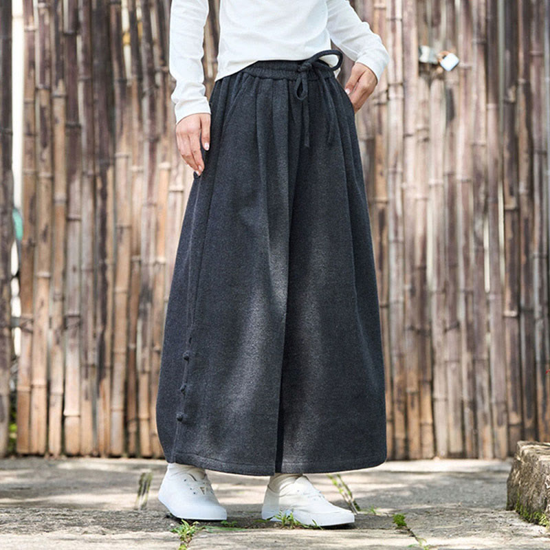 Buddha Stones冬用 中国風 カエルボタンデザイン コーデュロイ サーマル メンズ ワイドレッグパンツ ポケット付き - image 9