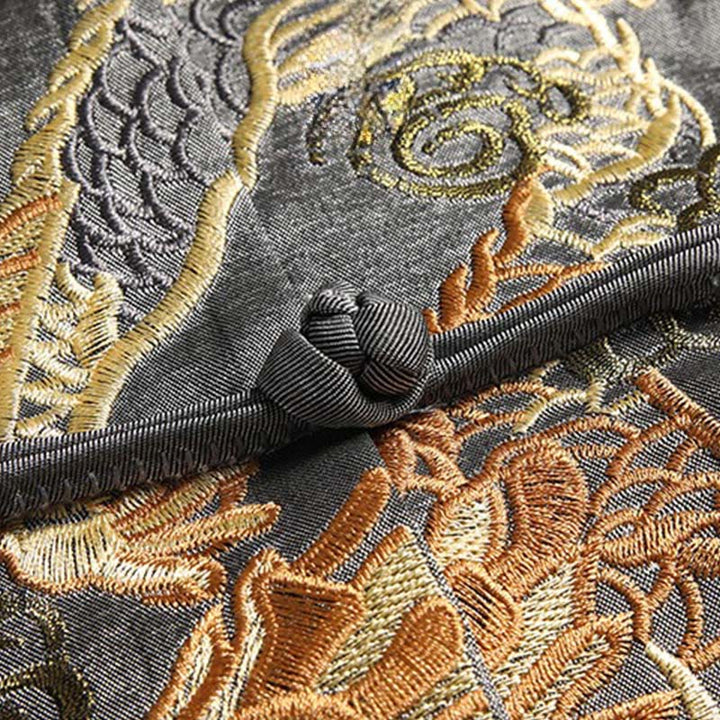 Buddha Stones春秋 龍刺繍 カエルボタン 長袖 メンズ ジャケット - image 3