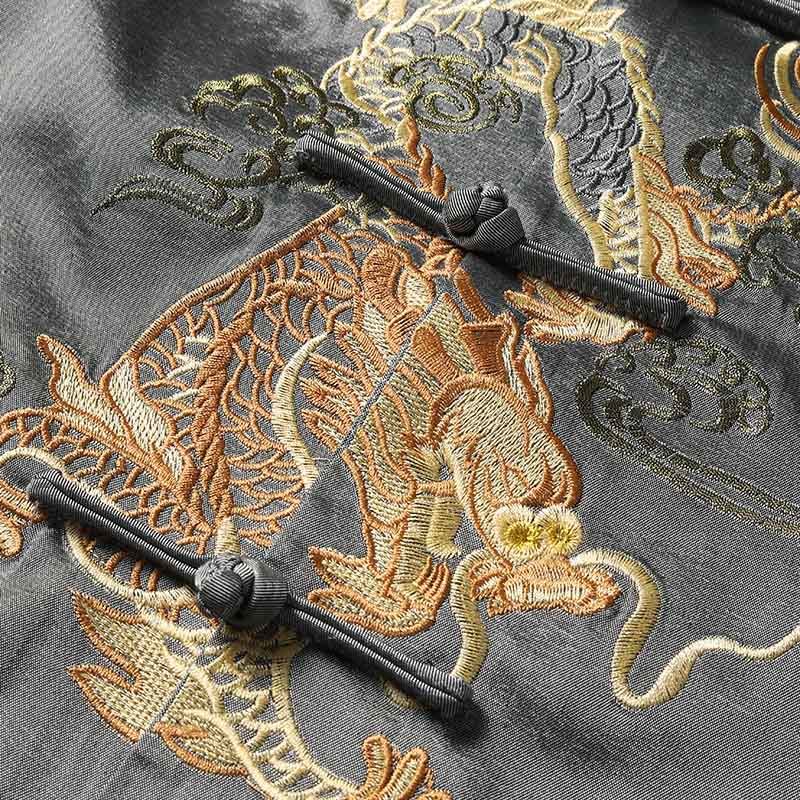 Buddha Stones春秋 龍刺繍 カエルボタン 長袖 メンズ ジャケット - image 4