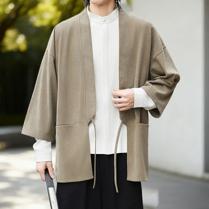 Buddha Stones無地 オープンフロント 長袖 コーデュロイ ジャケット メンズ 着物 コットン リネン シャツ - image 19