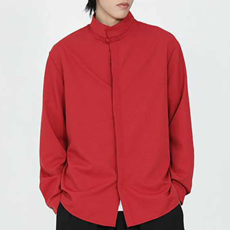 Buddha Stones無地 カエルボタン 長袖 コットン メンズシャツ - image 14