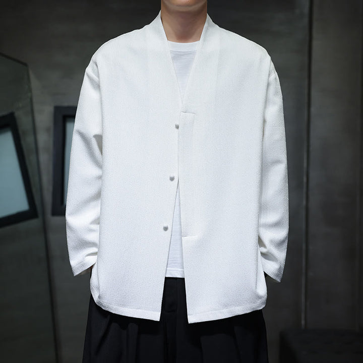 Buddha Stones春秋 無地 長袖 メンズ ジャケット - 白 - US/UK/AU46、 EU56 (5XL) - image 12