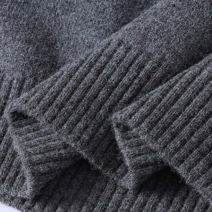 Buddha Stones冬用ボタン クルーネックデザイン 暖かいメンズ 長袖 ニットセーター - image 7