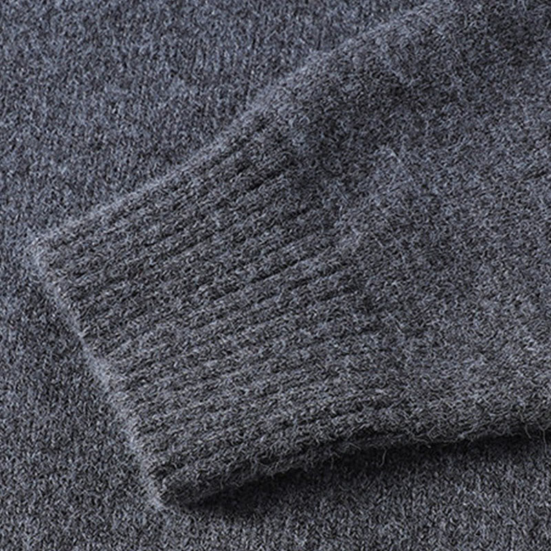 Buddha Stones冬用ボタン クルーネックデザイン 暖かいメンズ 長袖 ニットセーター - image 6