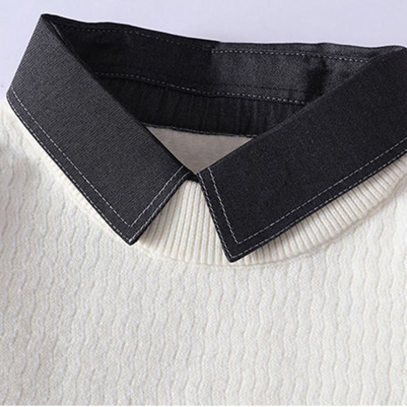 Buddha Stones冬用スタンドカラーデザイン 暖かいメンズ長袖ニットセーター - image 4