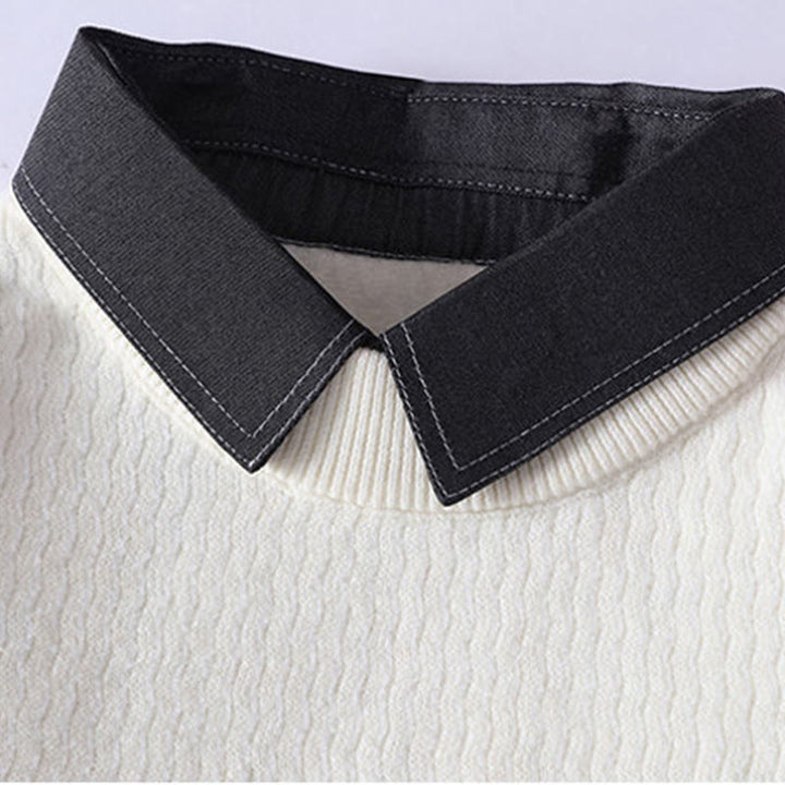 Buddha Stones冬用スタンドカラーデザイン 暖かいメンズ長袖ニットセーター - image 4