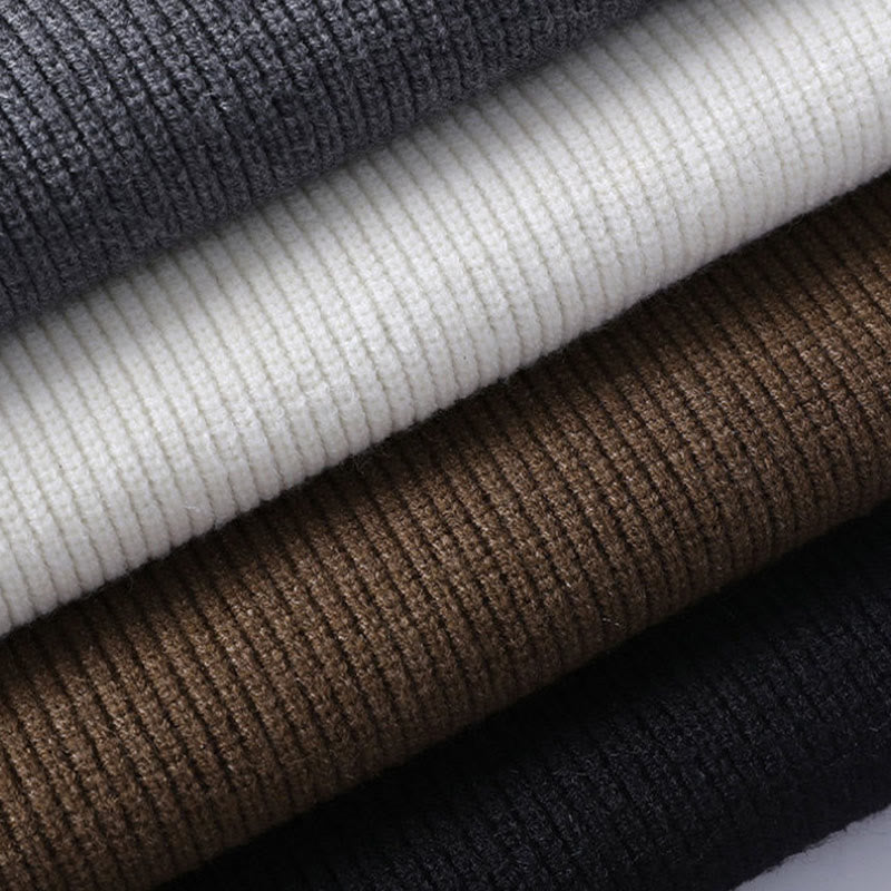 Buddha Stones冬用 ブラック スタンドカラーデザイン 暖かい メンズ 長袖 ニットセーター - image 11