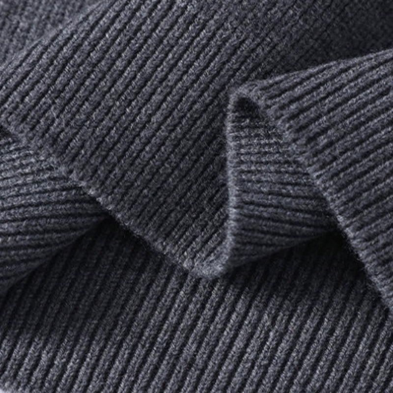 Buddha Stones冬用 ブラック スタンドカラーデザイン 暖かい メンズ 長袖 ニットセーター - image 5