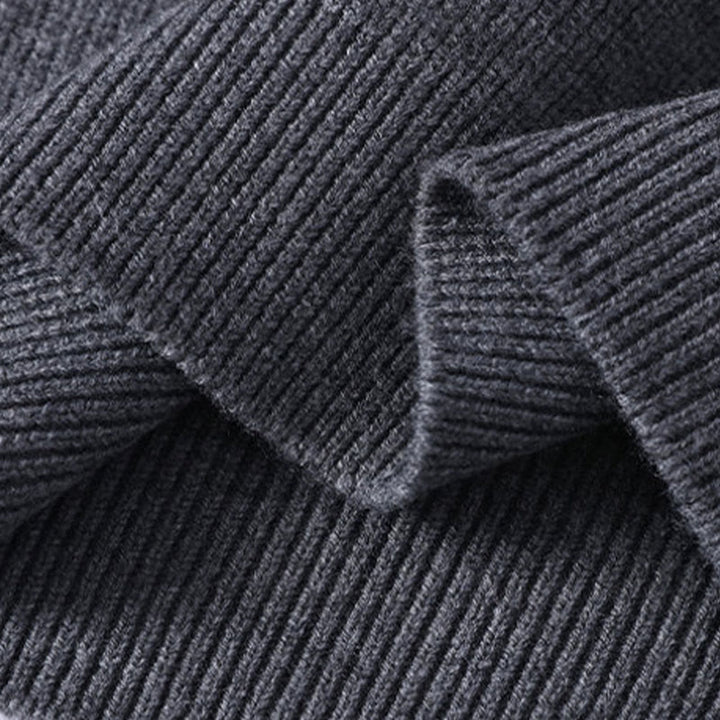 Buddha Stones冬用 ブラック スタンドカラーデザイン 暖かい メンズ 長袖 ニットセーター - image 5