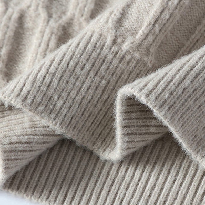 Buddha Stones冬用 ブラック スタンドカラー ラインデザイン 暖かい メンズ 長袖 ニットセーター - image 7