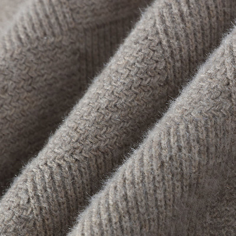 Buddha Stones冬用 ブラック スタンドカラー チェック柄 暖かい メンズ 長袖 ニットセーター - image 3