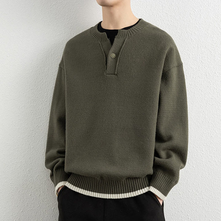 Buddha Stones冬用 Vネック ワンボタンデザイン 暖かい メンズ 長袖 ニットセーター - オリーブ - US/UK/AU44、 EU54 (4XL) - image 23