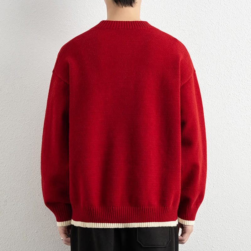 Buddha Stones冬用 Vネック ワンボタンデザイン 暖かい メンズ 長袖 ニットセーター - image 19