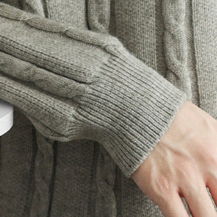 Buddha Stones冬用 Vネック ボタン ツイストデザイン 暖かい メンズ 長袖 ニットセーター - image 20