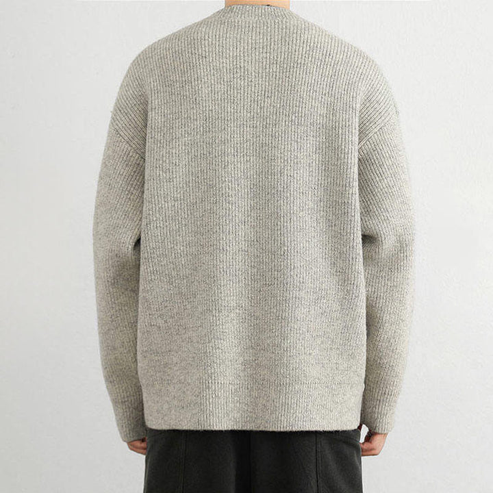 Buddha Stones冬用 Vネック ボタン リブデザイン 暖かい メンズ 長袖 ニットセーター - image 8