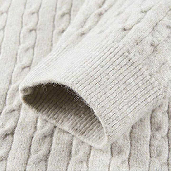 Buddha Stones冬用クルーネック 3つボタン ツイストデザイン 暖かい メンズ 長袖 ニットセーター - image 8