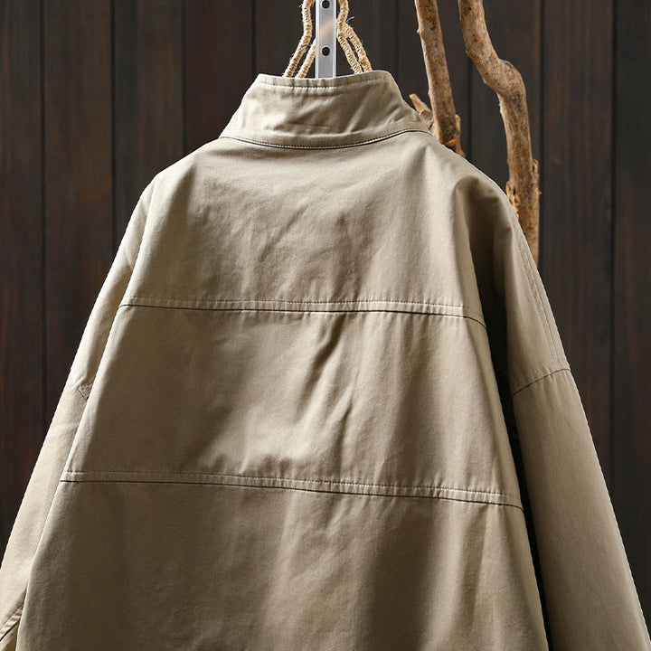 Buddha Stones秋ボタン 長袖 ミドル丈 コットン レディース ジャケット ポケット付き - image 5