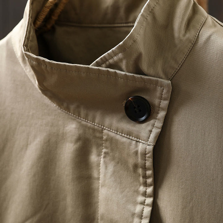 Buddha Stones秋ボタン 長袖 ミドル丈 コットン レディース ジャケット ポケット付き - image 6