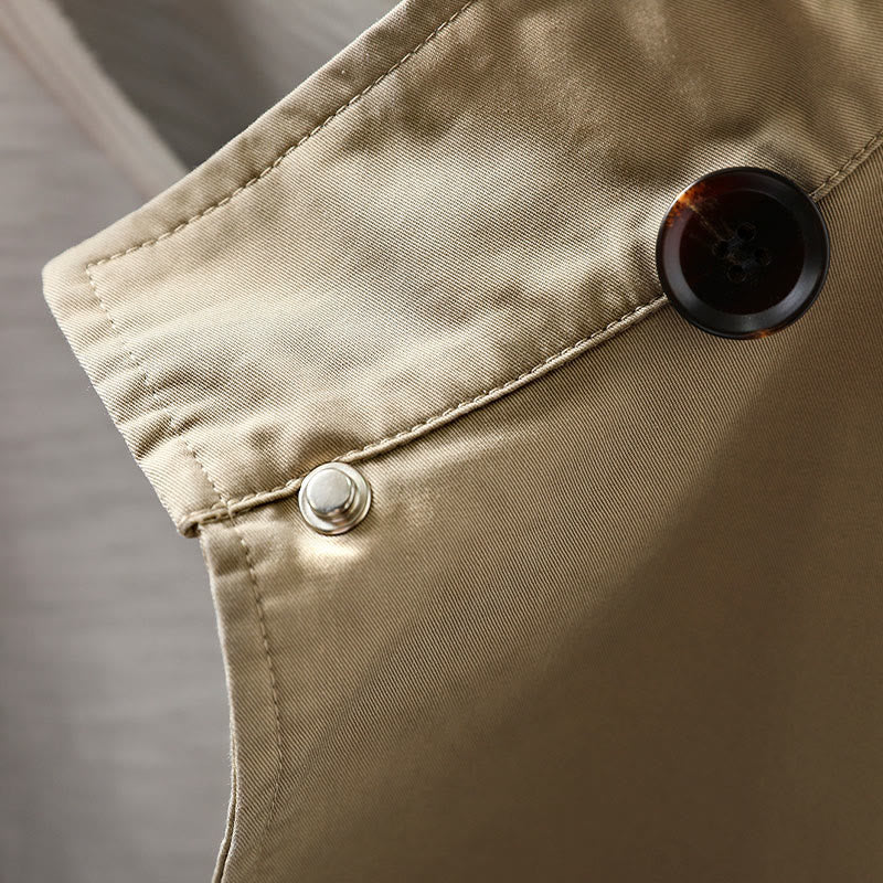 Buddha Stones秋ボタン 長袖 ミドル丈 コットン レディース ジャケット ポケット付き - image 7