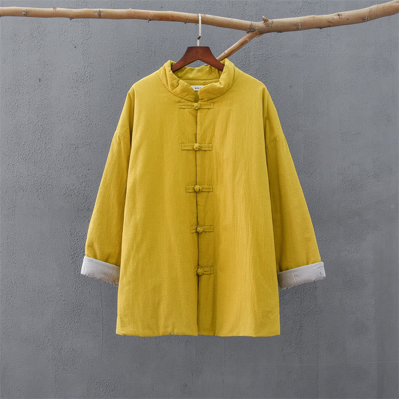 Buddha Stones冬用 無地 フロッグボタン 長袖 コットン レディース サーマルジャケット ポケット付き - image 10