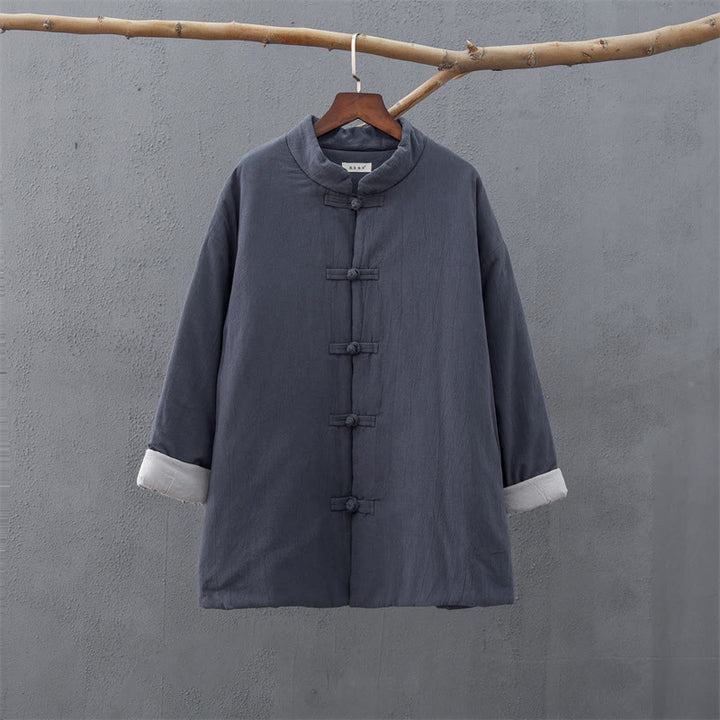 Buddha Stones冬用 無地 フロッグボタン 長袖 コットン レディース サーマルジャケット ポケット付き - image 31