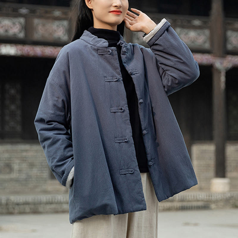 Buddha Stones冬用 無地 フロッグボタン 長袖 コットン レディース サーマルジャケット ポケット付き - image 27