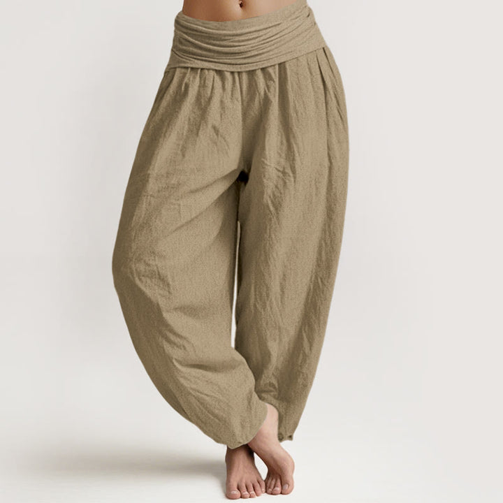 Buddha Stonesコットン タン 無地 レディース 伸縮性ウエスト ハーレムパンツ - タン - US16、 UK/AU20、 EU48 (3XL) - image 0