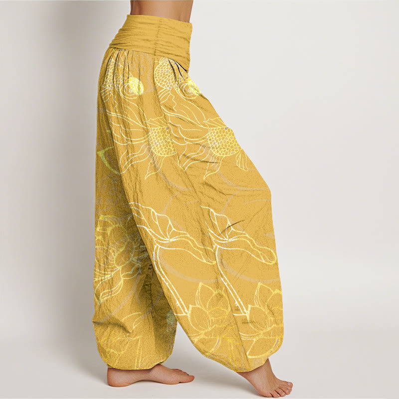 Buddha Stonesコットン ロータス鯉レディース 伸縮性ウエスト ハーレムパンツ - image 11