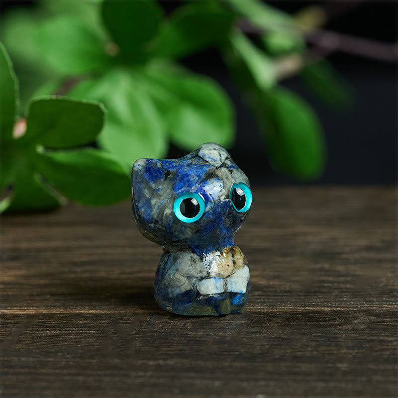 Buddha Stones水晶 ドリップ樹脂 小さな猫 浄化 装飾 像 - image 4