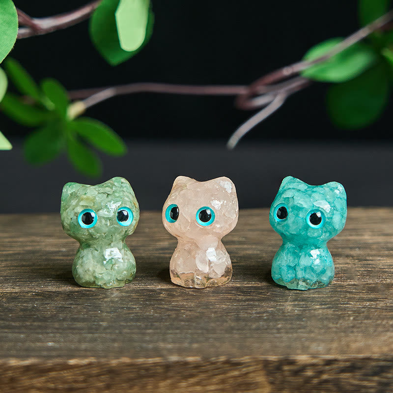 Buddha Stones水晶 ドリップ樹脂 小さな猫 浄化 装飾 像 - image 26