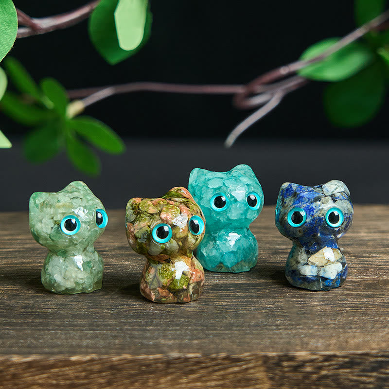 Buddha Stones水晶 ドリップ樹脂 小さな猫 浄化 装飾 像 - image 25