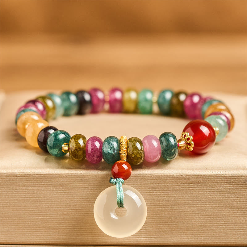 Buddha Stones平和のお守りチャームトルマリン カルセドニー ラブブレスレット - image 1