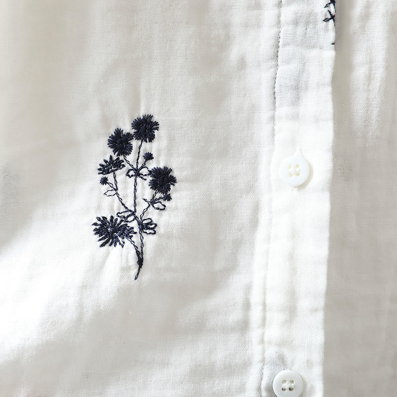 Buddha Stones柄刺繍 ボタンダウン 長袖 レディース コットンシャツ - image 6