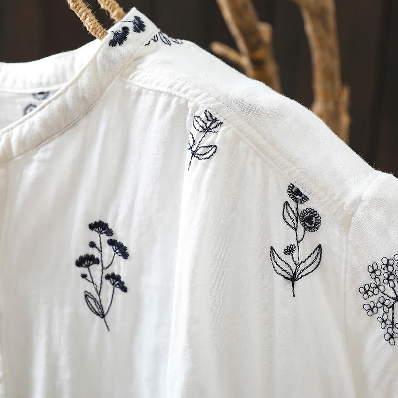 Buddha Stones柄刺繍 ボタンダウン 長袖 レディース コットンシャツ - image 7