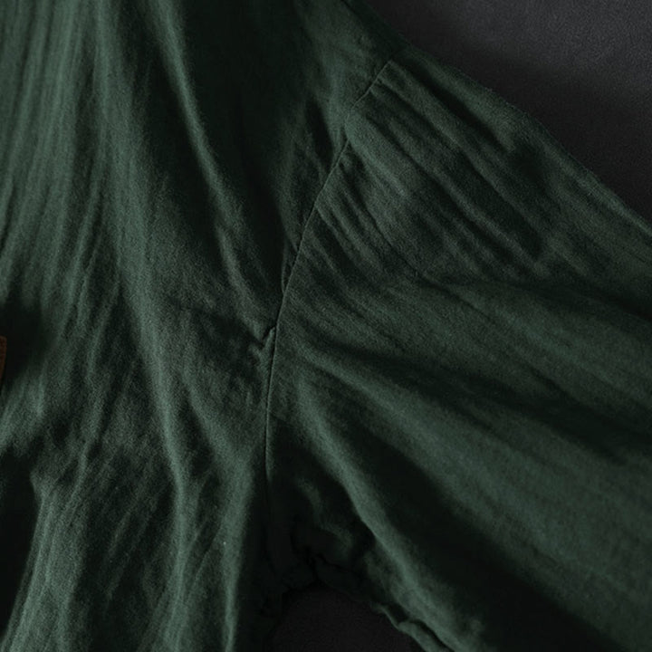 Buddha Stones秋 コントラストポケット ボタンダウン ロングスリーブ レディース コットンシャツ - image 7