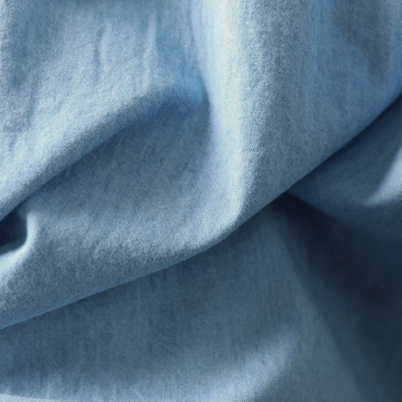 Buddha Stones幾何学模様花刺繍コットンデニムハーフボタン長袖レディースシャツ - image 16