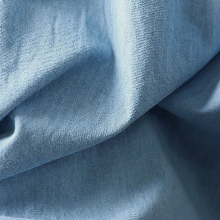 Buddha Stones幾何学模様花刺繍コットンデニムハーフボタン長袖レディースシャツ - image 16