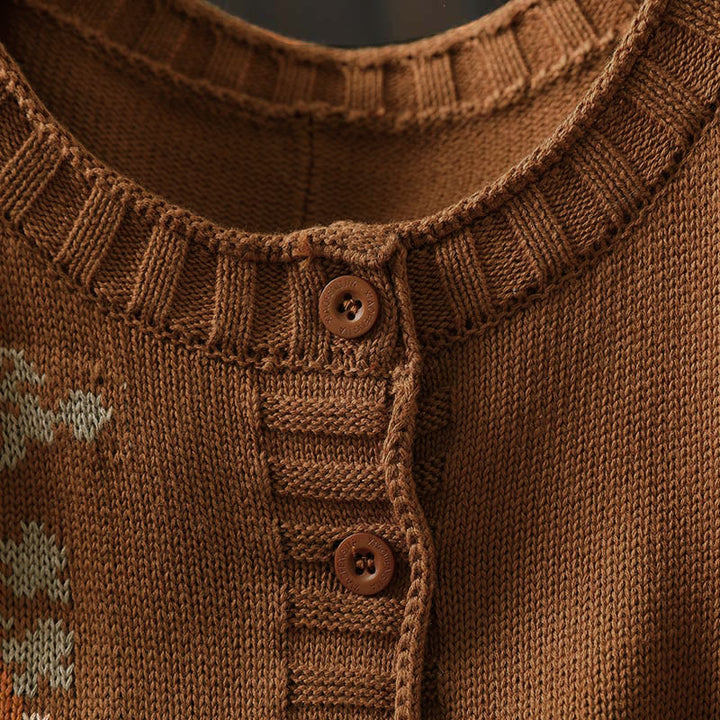 Buddha Stonesフローラルボタンコットンレディースロングバットウィングスリーブニットカーディガン - image 7