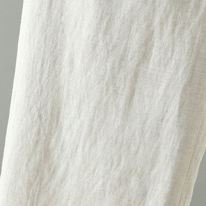 Buddha Stones冬用 コントラストドローストリング コットンリネン レディース ワイドレッグパンツ ポケット付き - image 13