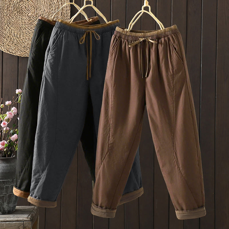 Buddha Stones無地コットン レディース ハーレム サーマルパンツ ポケット付き - image 0