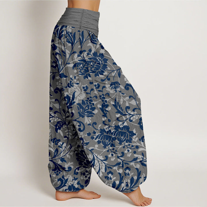 Buddha Stonesコットン 控えめな高級感 花つる柄 レディース 伸縮性ウエスト ハーレムパンツ - image 7