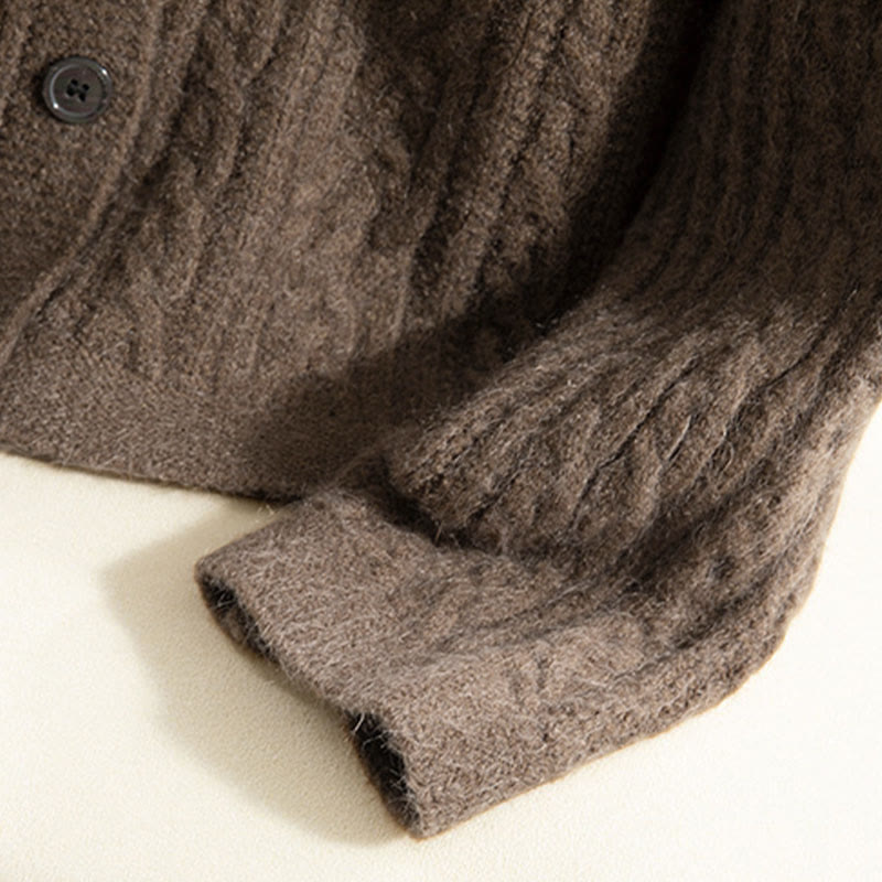 Buddha Stonesカジュアル 冬 ツイストボタンデザイン コットン レディース 長袖 ニットカーディガン - image 9